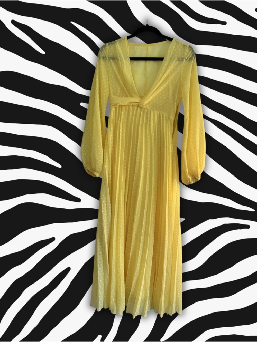 ASOS Design Yellow Swiss Dot Pleated Midi Dress US 4